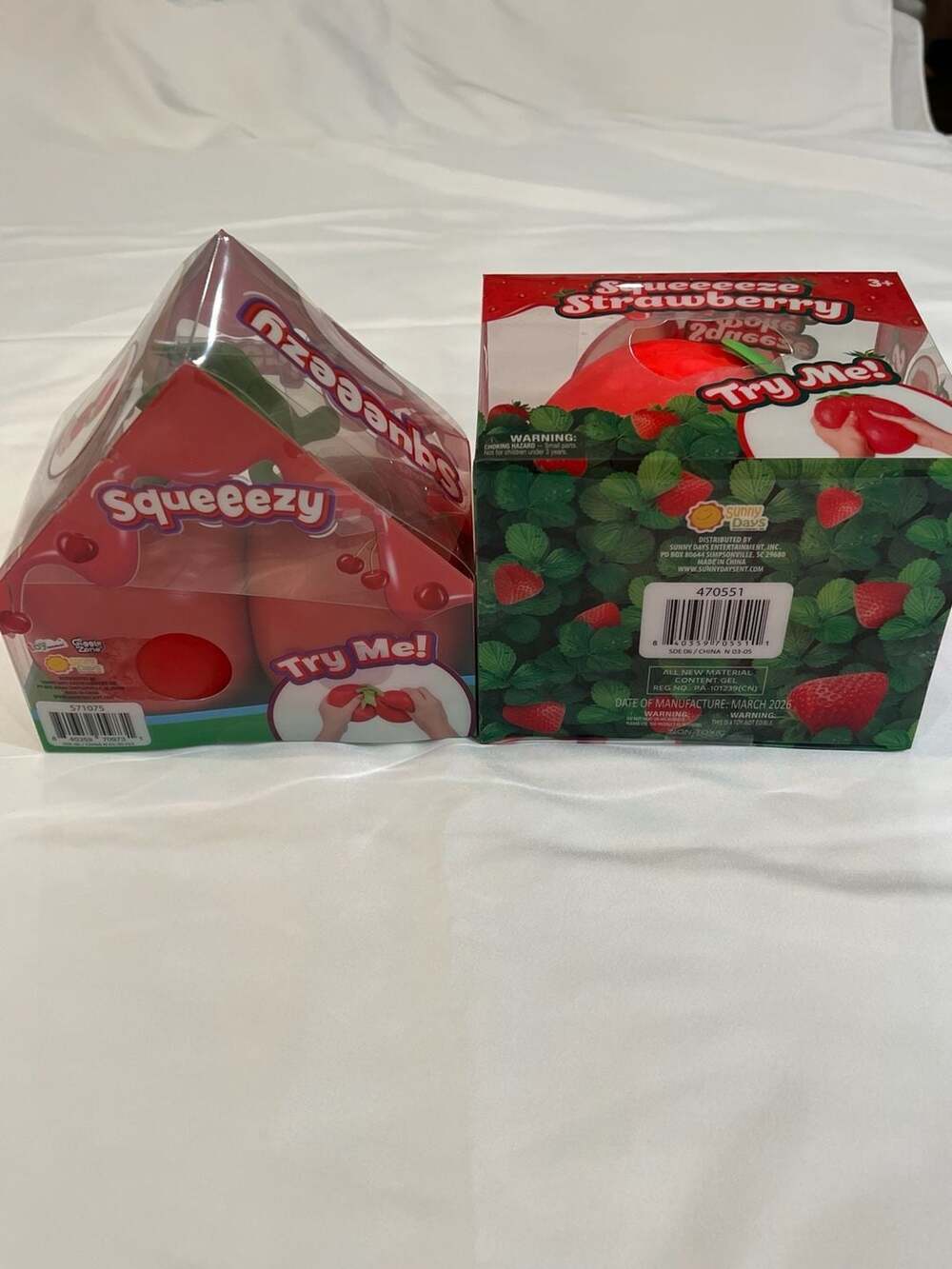 Sunny Days Entertainment Squeeezy Cherry and Strawberry Sensory Fidget Toys Set